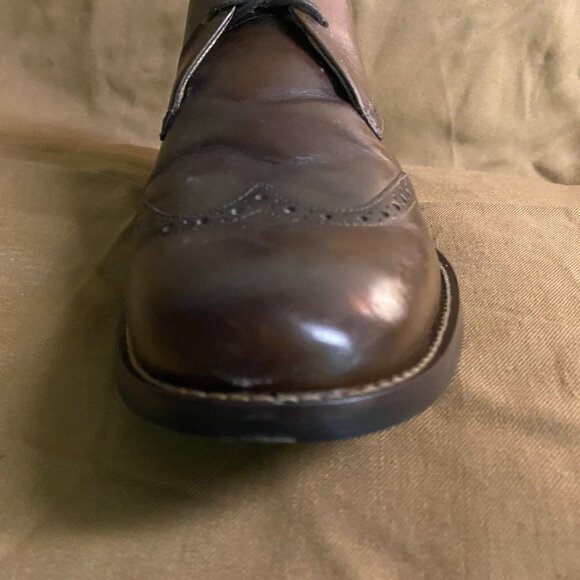 Stafford Mens Boots 9W Dix Chukka Wing Tip Brown Letaher Lace Up Classic - Picture 7 of 16